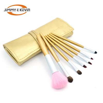 JIMMY&KEVIN Hot selling 7pcs 12pcs Beauty  Makeup Brush Set  with Shiny Leather Bag