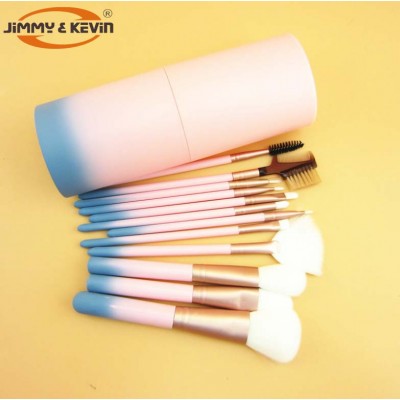 JIMMY&KEVIN 12 pcs Gradient  ramp makeup brush sets  with leather cup holder